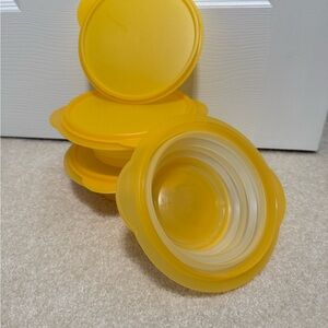 Tupperware NWT Flatout Yellow Plastic Food Storage Containers